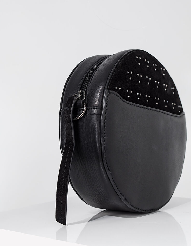 Sac à main rond noir en cuir avec clous I.Code-4