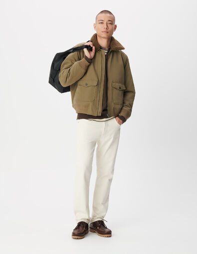 Blouson kaki col fourr&eacute; amovible Homme - IKKS