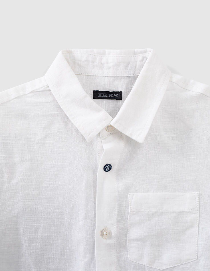 Boys’ off-white deep-dye-look cotton linen shirt-4