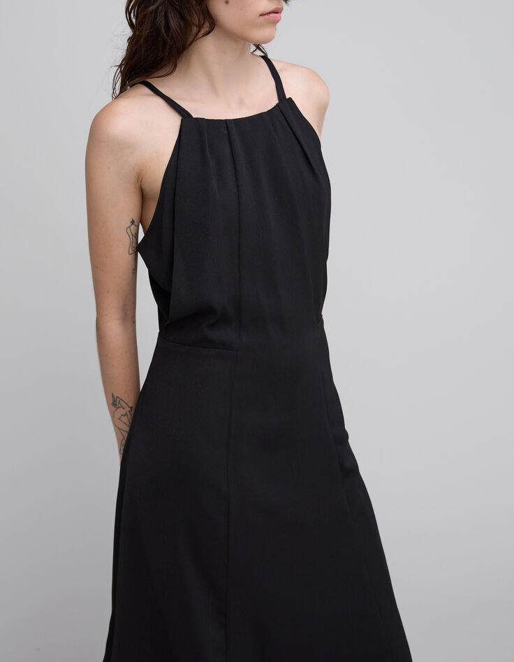 Robe longue noire recycl&eacute;e Femme-2