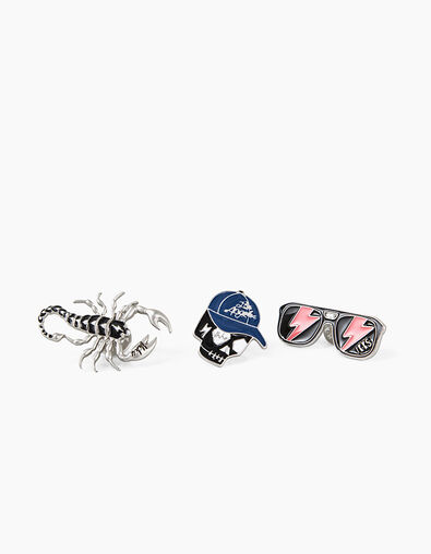 Pins mit Skorpion, Sonnenbrille und Totenkopf   - IKKS