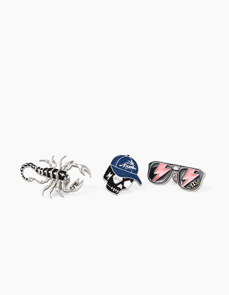 Pins mit Skorpion, Sonnenbrille und Totenkopf  -1