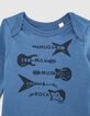 Middenblauwe body opdruk 4 gitaren biokatoen baby’s-3