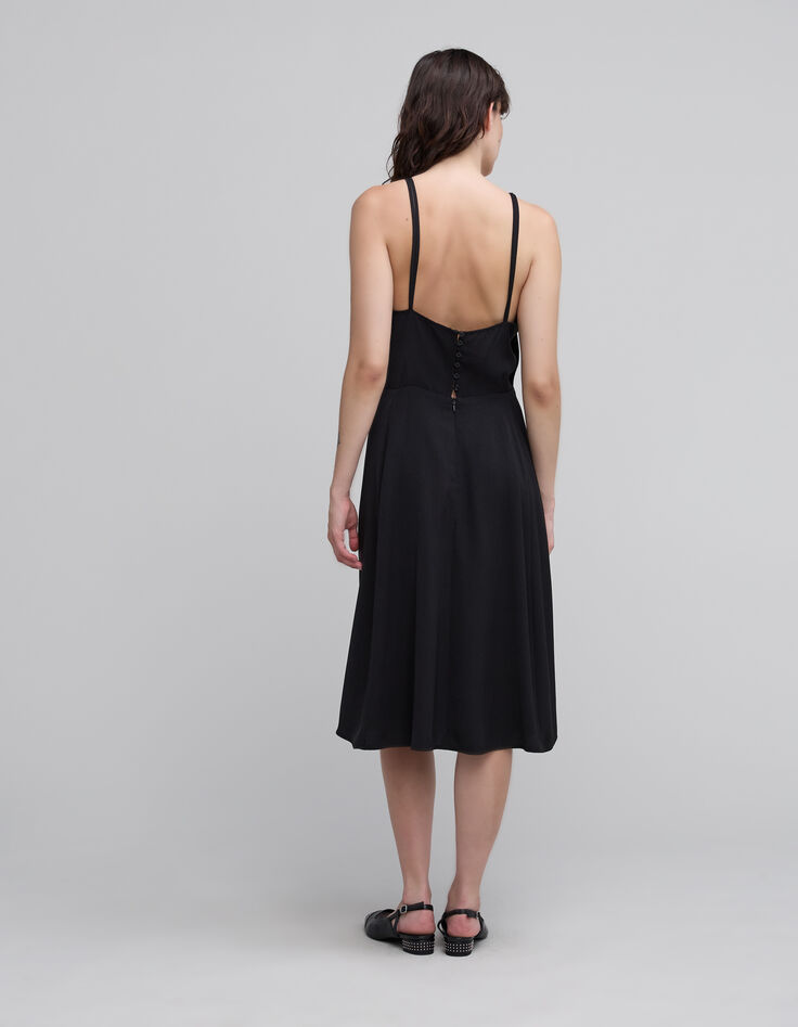 Robe longue noire recyclée Femme-3