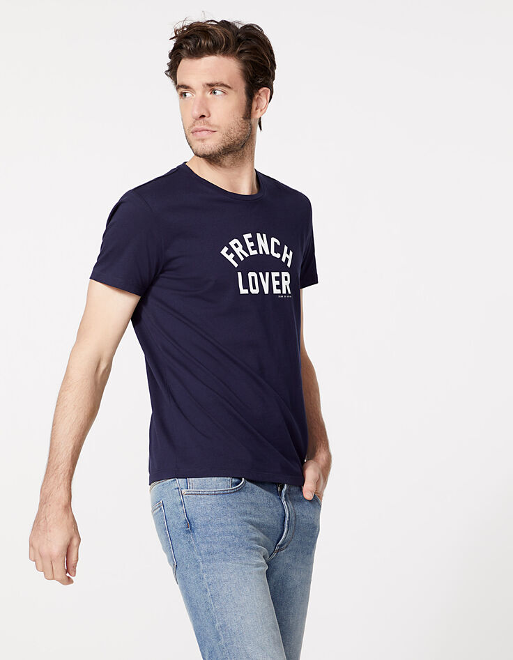 Tee-shirt marine IKKS BETTER avec marquage blanc Homme-3 Tee-shirt marine IKKS BETTER avec marquage blanc Homme-3