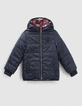 Boys’ navy/badge print reversible padded jacket-1