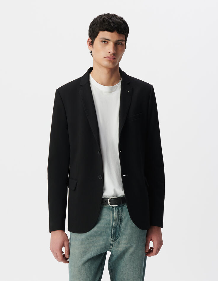Veste noire Interlock à parementure amovible Homme-3
