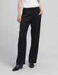 Pantal&oacute;n ancho en jacquard negro con estampado art&iacute;stico-2