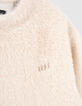 Cremewei&szlig;es M&auml;dchen-Sweatshirt aus Flauschstrick-5
