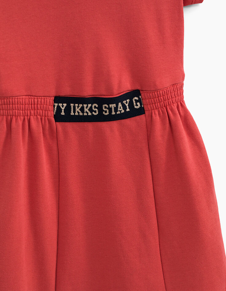 Robe orange foncé à taille élastiquée fille-6