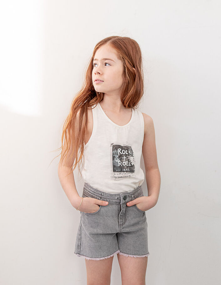 Short en jean light grey bio à ganse tressée fille-6