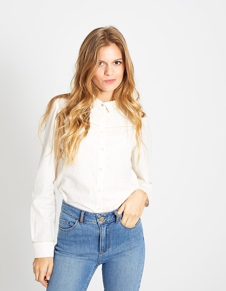 Chemise blanc cassé à jacquard doré I.Code-3
