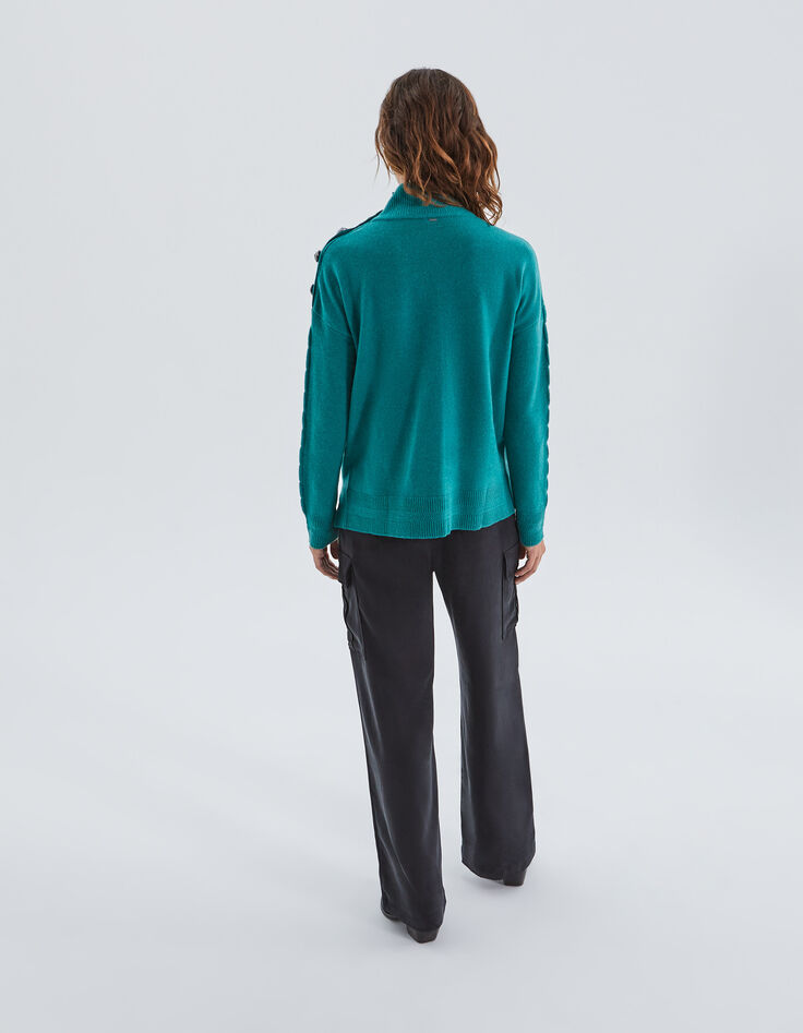 Women’s amazonite knit sweater with  shoulder buttons-2