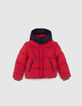 Doudoune rouge moyen fourrée à capuche navy garçon-1
