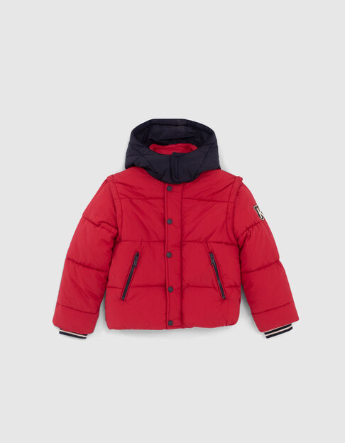 Doudoune rouge moyen fourrée à capuche navy garçon - IKKS