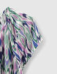 Girls’ off-white ikat diamond print asymmetric dress-4