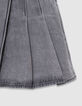 Short skirt in grey pleated denim for girls-4