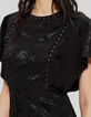 Zwarte jacquardjurk met plantenmotief en studs Dames-4