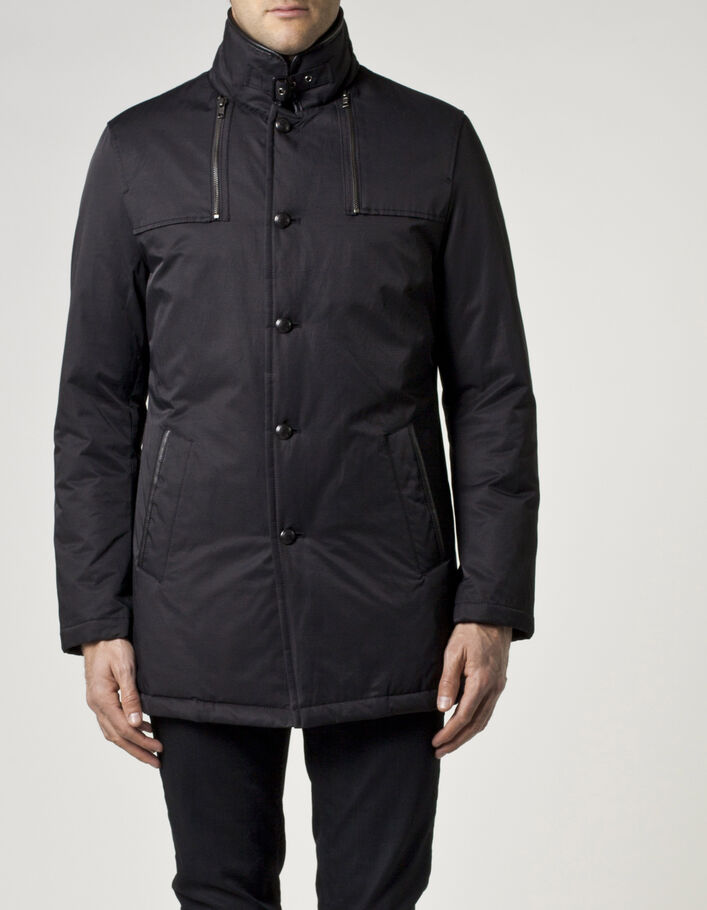 Generisch Winterjas voor heren, trenchcoat, vrijetijdsjas, effen jas met ritssluiting, winddichte outdoorjas, warme jas, winterjas, marineblauw, S