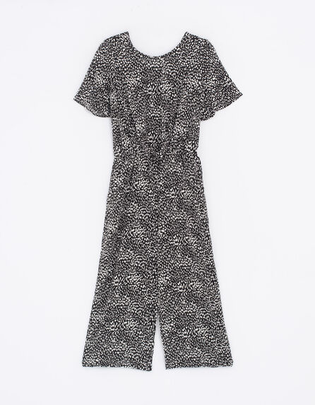 Girls’ black Ecovero® jumpsuit with heart-print
