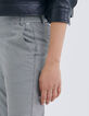 Schwarze Slim-Damenhose mit Hahnentrittmotiv-5