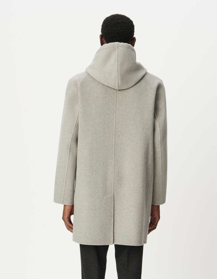 Manteau gris parementure amovible &agrave; capuche Homme-3