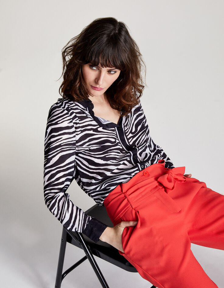 Chemise en viscose imprimé zèbre femme-1