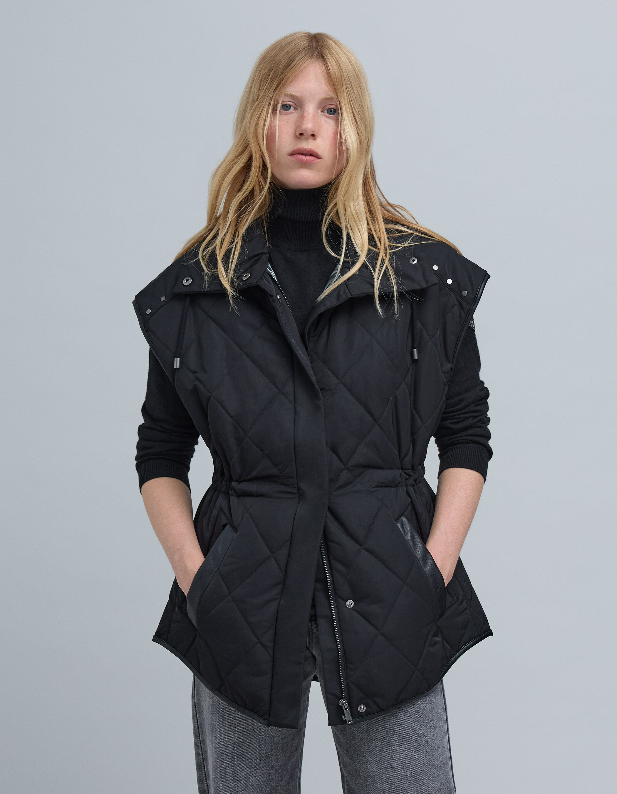 Women s oversized black sleeveless under doudoune IKKS