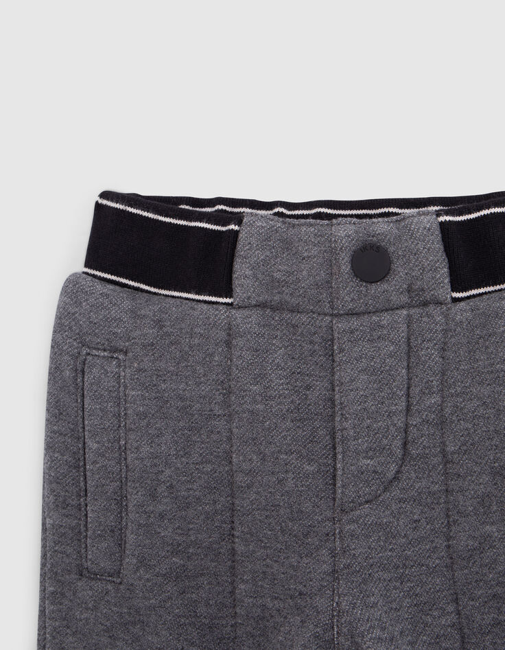 Pantalon gris ceinture bord-côte rayé bébé garçon-2