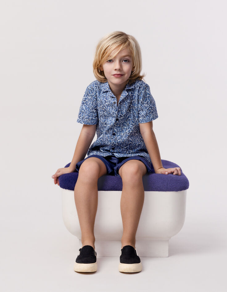 Chemise marine imprimé feuilles garçon-1