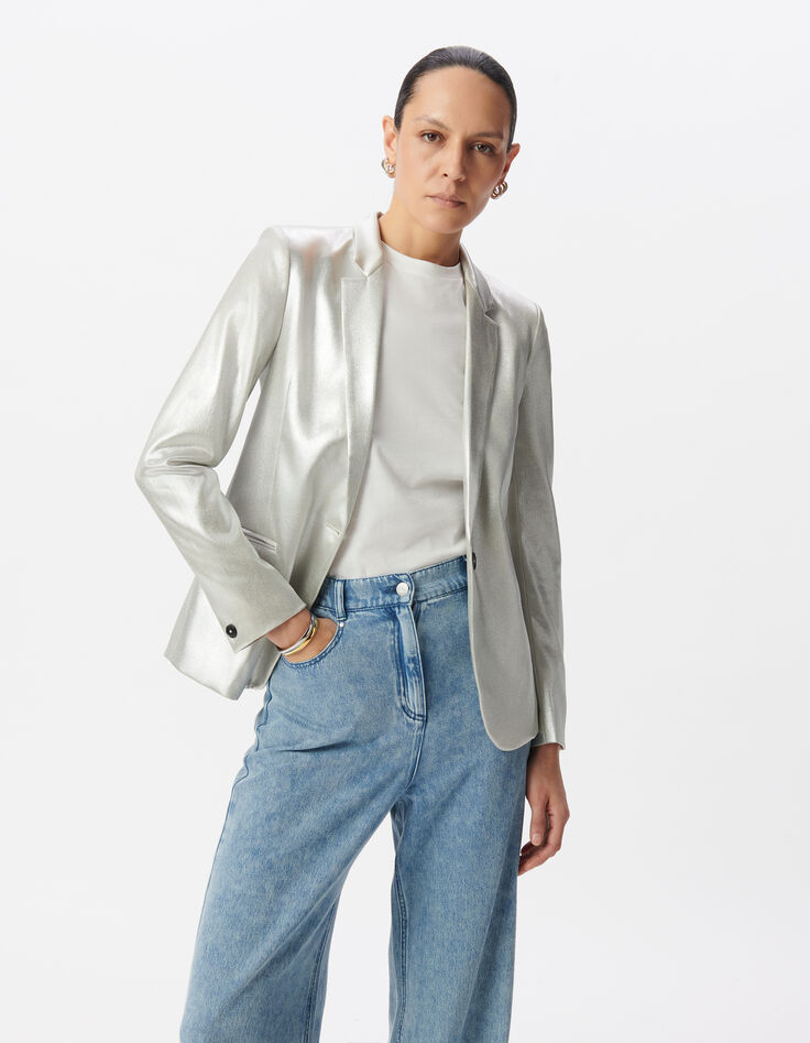 Americana con revestimiento plateado para mujer-3