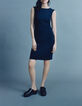 Women’s blue backless dress with braid-5