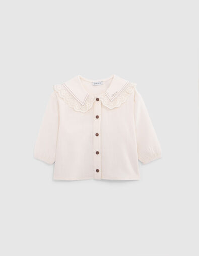 Baby M&auml;dchen Shirt in ecru mit Spitzenkragen - IKKS