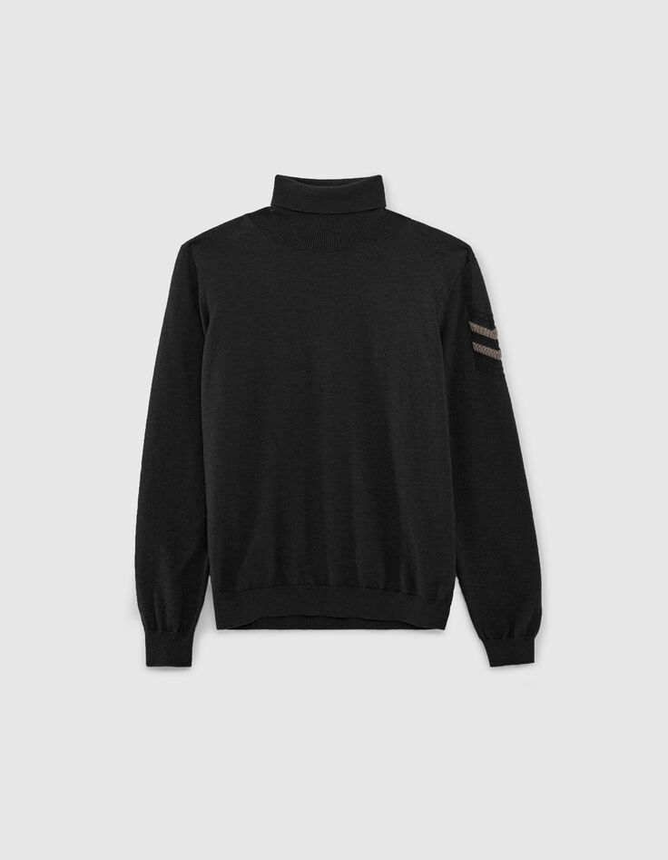 Pull col roulé maille tricot bijoux esprit militaire femme-6
