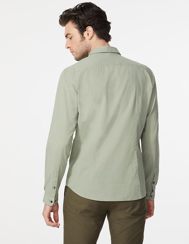 Lindgrünes Herren SLIM-Hemd aus Baumwoll-Voile-3 Lindgrünes Herren SLIM-Hemd aus Baumwoll-Voile-3
