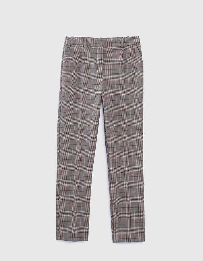 Pantalon cigarette 7/8ème à carreaux taille semi élastique femme-3