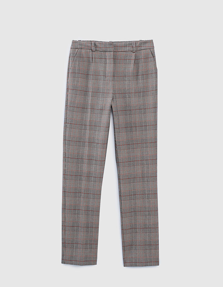 Women&rsquo;s checked semi-elasticated 7/8 tapered trousers-3