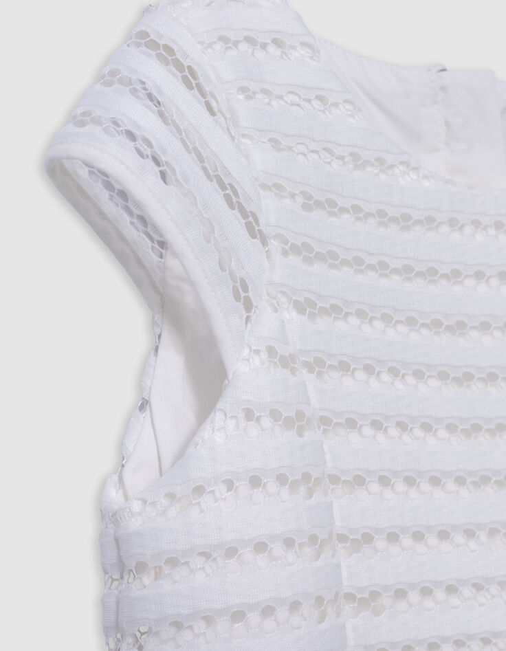 Robe patineuse blanche rayures ajourées dentelle fille-4