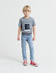 Jean slim bleu avec ceinture tressée garçon-2