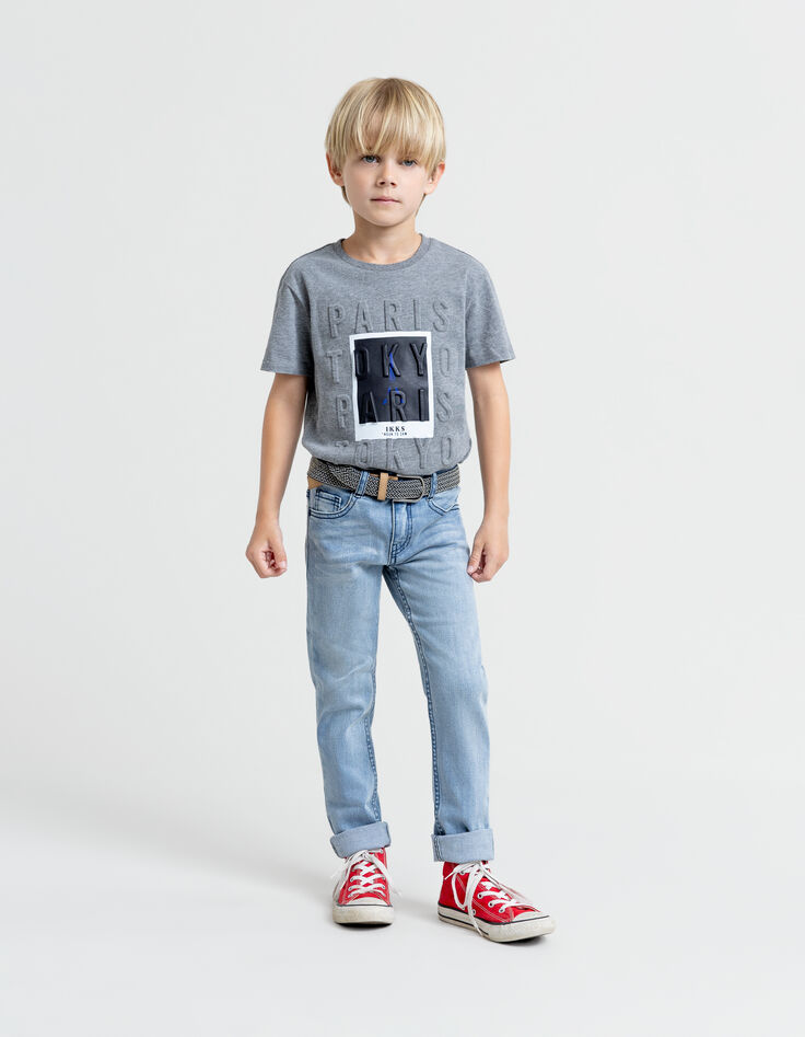 Jean slim bleu avec ceinture tressée garçon-2