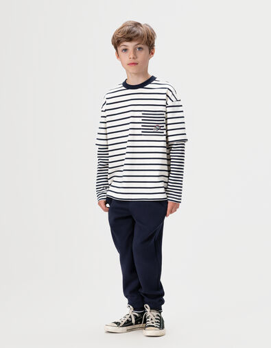 Matrozenshirt biokatoen trompe l'oeil mouwen jongens - IKKS
