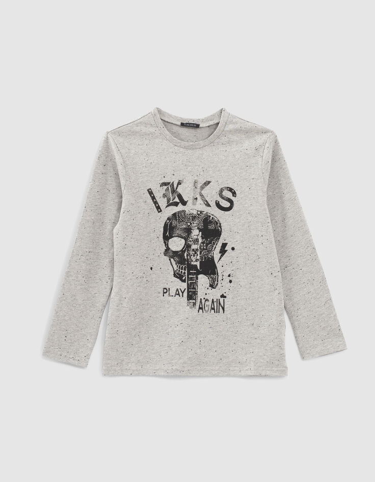 Camiseta gris calavera-guitarra niño-1