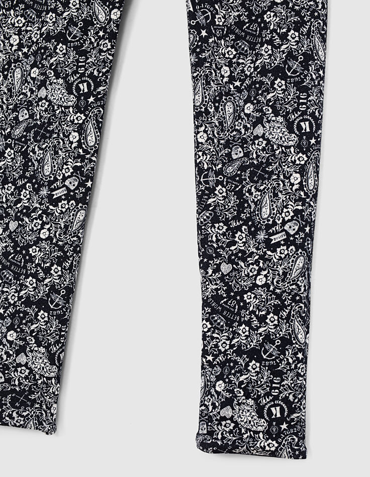 Leggings réversible navy imprimé tattoos et uni fille-5 Leggings réversible navy imprimé tattoos et uni fille-5