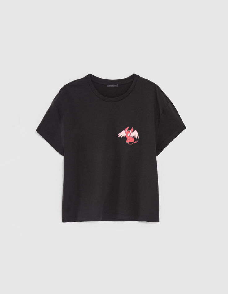 Schwarzes Damen-T-Shirt mit Drachenmotiv-6