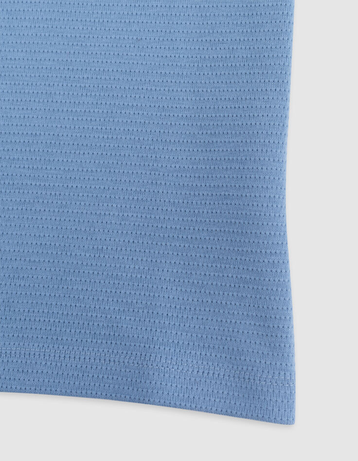 Blue jacquard boy's embroidered pocket T-shirt-6