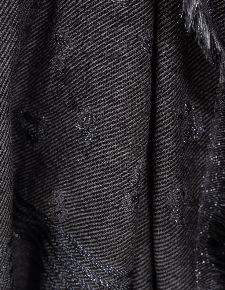 Etole grise jacquard motif léopard et rayures lurex Femme-4 Etole grise jacquard motif léopard et rayures lurex Femme-4