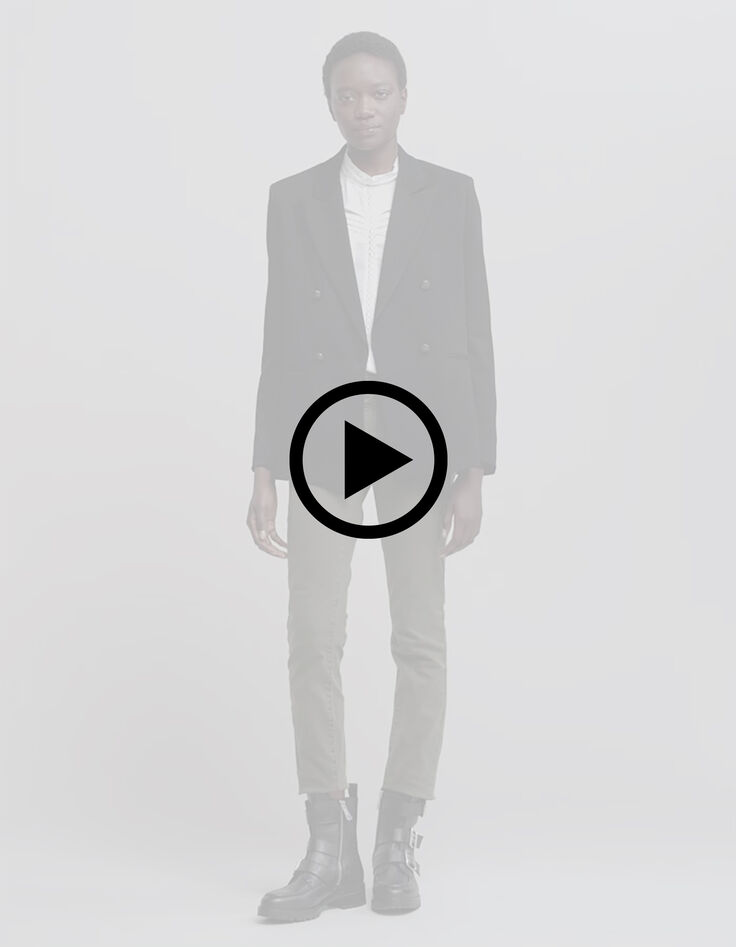 Blouse blanc cass&eacute; d&eacute;tails plis et dentelle Femme-7