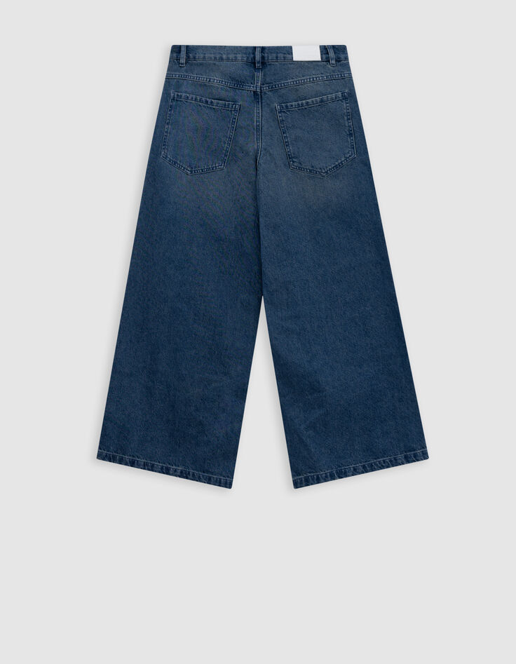 Jean wide leg cropped bleu Femme-3