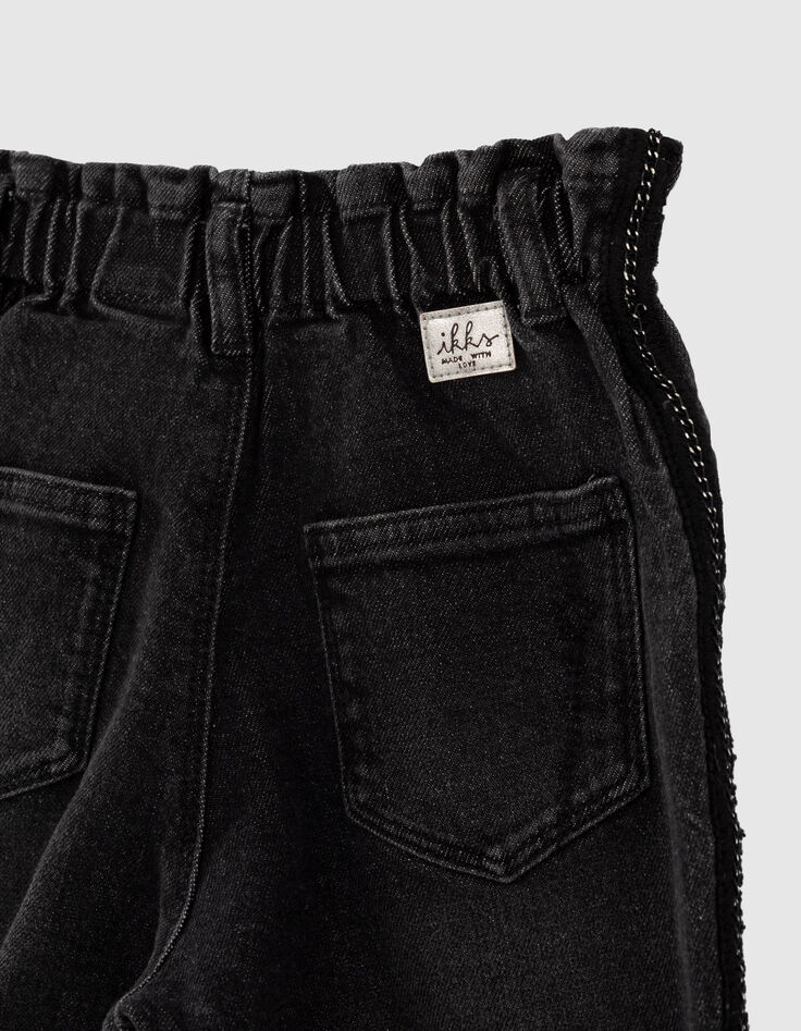 Jean paper-bag black used avec bandes latérales fille  -6
