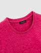Girls&rsquo; fuchsia T-shirt with rosette and bow-5